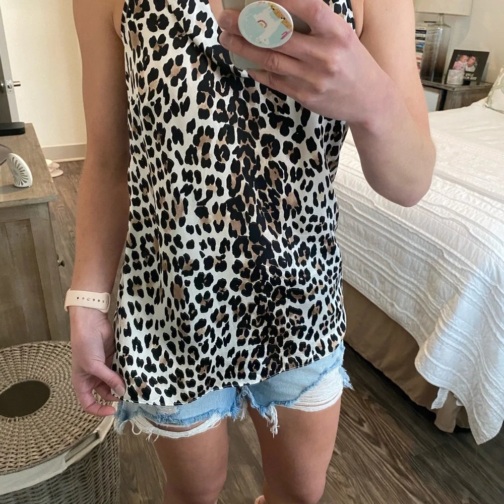 White House Black Market Silk Animal Print Blouse - Picture 3 of 4